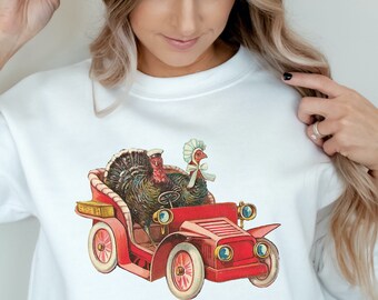Vintage Thanksgiving Turkey Sweatshirt Womens Fall Shirts Fall Tops Ladies Sweater Thankful Shirt Mom Shirt Thanksgiving Matching Shirts