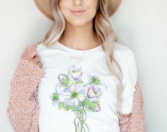 Blumen Shirt Vintage Blumen T Shirt Botanisches Shirt Cottagecore T-Shirt Botanisches Ästhetisches T-Shirt Blumendruck Top Boho T-Shirt Geschenk für Mama