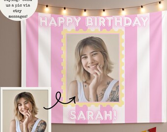 Custom Photo Birthday Banner - personalized picture party decor