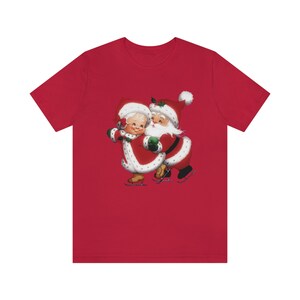 Vintage Santa Claus Skating with Mrs Claus Christmas Shirt Retro Santa Holiday T-Shirt Womens Christmas Tee Cute T Shirt Graphic Holiday Tee image 10