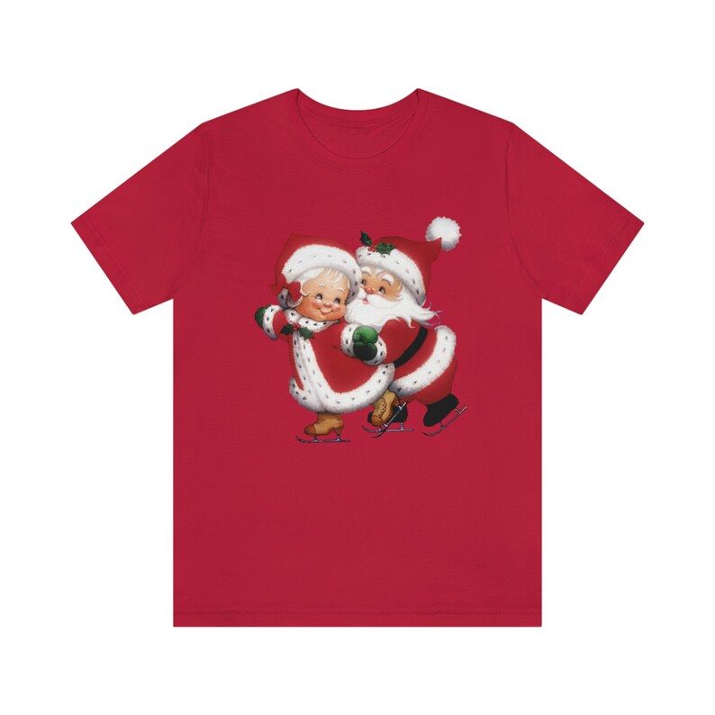 Vintage Santa Claus Skating with Mrs Claus Christmas Shirt Retro Santa Holiday T-Shirt Womens Christmas Tee Cute T Shirt Graphic Holiday Tee image 10