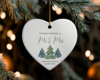 Married Couple First Christmas Ornament - wedding present for newlyweds