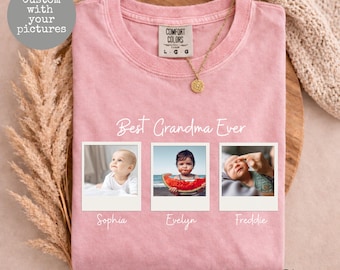 Comfort Colors® Custom Grandma Photo Shirt, Custom grandkid photo t, Personalized Mothers Day T-shirt, Your Photo Custom Shirt, Custom Pic T