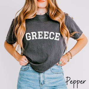 Comfort Colors® Greece Crop top, Greece Boxy shirt, Greece Shirt, Greece souvenir, Trendy Greece, College Tee, Trendy Greece shirt