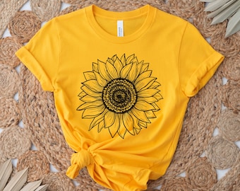 Camisa de girassol, camiseta de girassol, camiseta floral, camisa de flor, camisa de jardim, camisa feminina de outono, camiseta de girassol, camisas de girassol, luz do sol