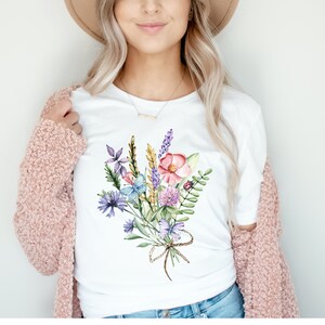 Wild Flowers Shirt Wildflower Tshirt Botanical Shirt Floral Shirt Nature Lover Shirt Ladies Shirts Womens Tees Flower Shirt Cottagecore Top