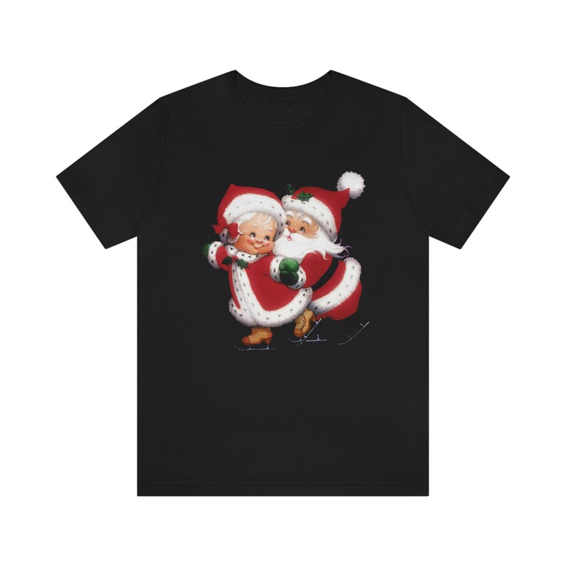 Vintage Santa Claus Skating with Mrs Claus Christmas Shirt Retro Santa Holiday T-Shirt Womens Christmas Tee Cute T Shirt Graphic Holiday Tee image 6