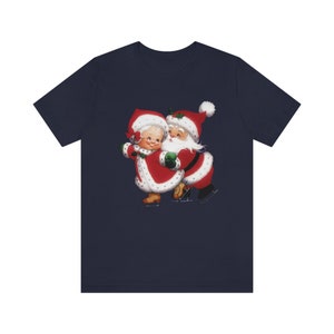 Vintage Santa Claus Skating with Mrs Claus Christmas Shirt Retro Santa Holiday T-Shirt Womens Christmas Tee Cute T Shirt Graphic Holiday Tee image 9
