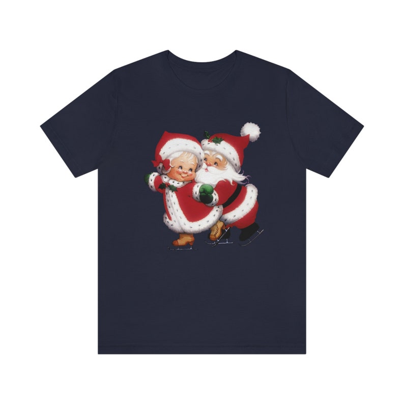 Vintage Santa Claus Skating with Mrs Claus Christmas Shirt Retro Santa Holiday T-Shirt Womens Christmas Tee Cute T Shirt Graphic Holiday Tee image 9
