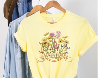 Wildblumen Shirt Vintage Look Wildblumen T Shirt Botanisches Shirt Cottagecore T-Shirt Botanisches Ästhetisches T-Shirt Floral Top