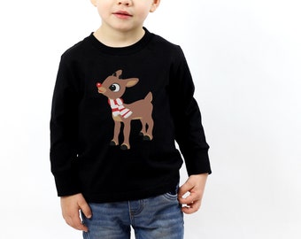 Rudolph Long Sleeve Toddler Tee Retro Christmas Shirt Vintage Holiday T Shirt Christmas Shirt Holiday Party T-Shirt Vintage Rudolph Reindeer