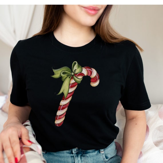 Vintage Candy Cane Shirt Retro Christmas Tee Holiday T-Shirt Women Christmas Gift Cute T Shirt Graphic Holiday Tee Mom Top