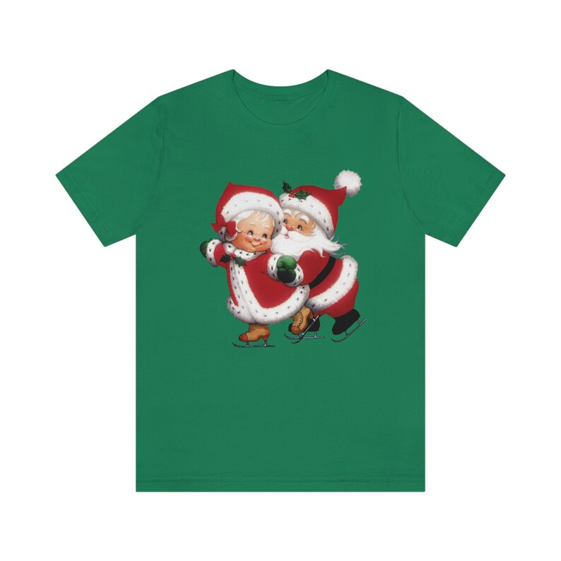 Vintage Santa Claus Skating with Mrs Claus Christmas Shirt Retro Santa Holiday T-Shirt Womens Christmas Tee Cute T Shirt Graphic Holiday Tee image 8