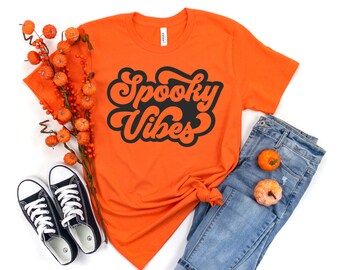 Spooky Vibes Shirt Halloween Shirt Halloween Party Top Süßes Shirt für Halloween Herbst T-Shirt Süßes Herbst T-Shirt Halloween Tee Süßes Top Mama Geschenk