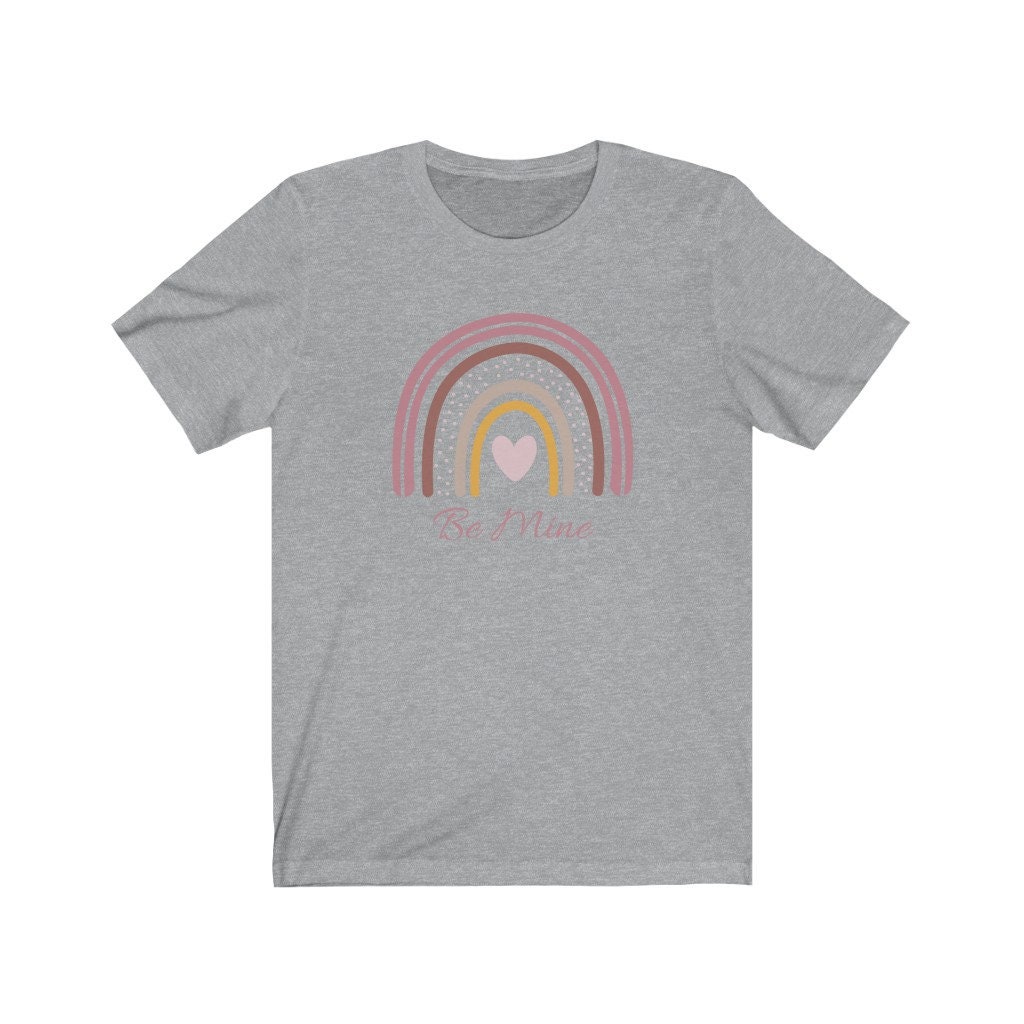 Be Mine Valentine’s Day T-Shirt Women’s – Rainbow Heart Graphic Tee, Short Sleeve Cotton Blend Top, Cute Casual Gift For Girlfriend, Wife, Sister Or Friend - View #6