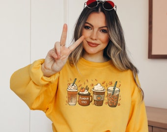 Fall Coffee Sweatshirt, Cute Fall Sweater, Coffee Lover Shirt, Shirt Pumpkin Latte Drink Cup, Pumpkin Spice Shirt, Thanksgiving Shirt, Cute