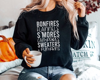 Camisa de otoño Hogueras Franelas S'Mores Fogatas Suéteres Calabazas Sudadera Regalo para Otoño Regalo Mujeres Mamá Acción de Gracias Jersey De Temporada