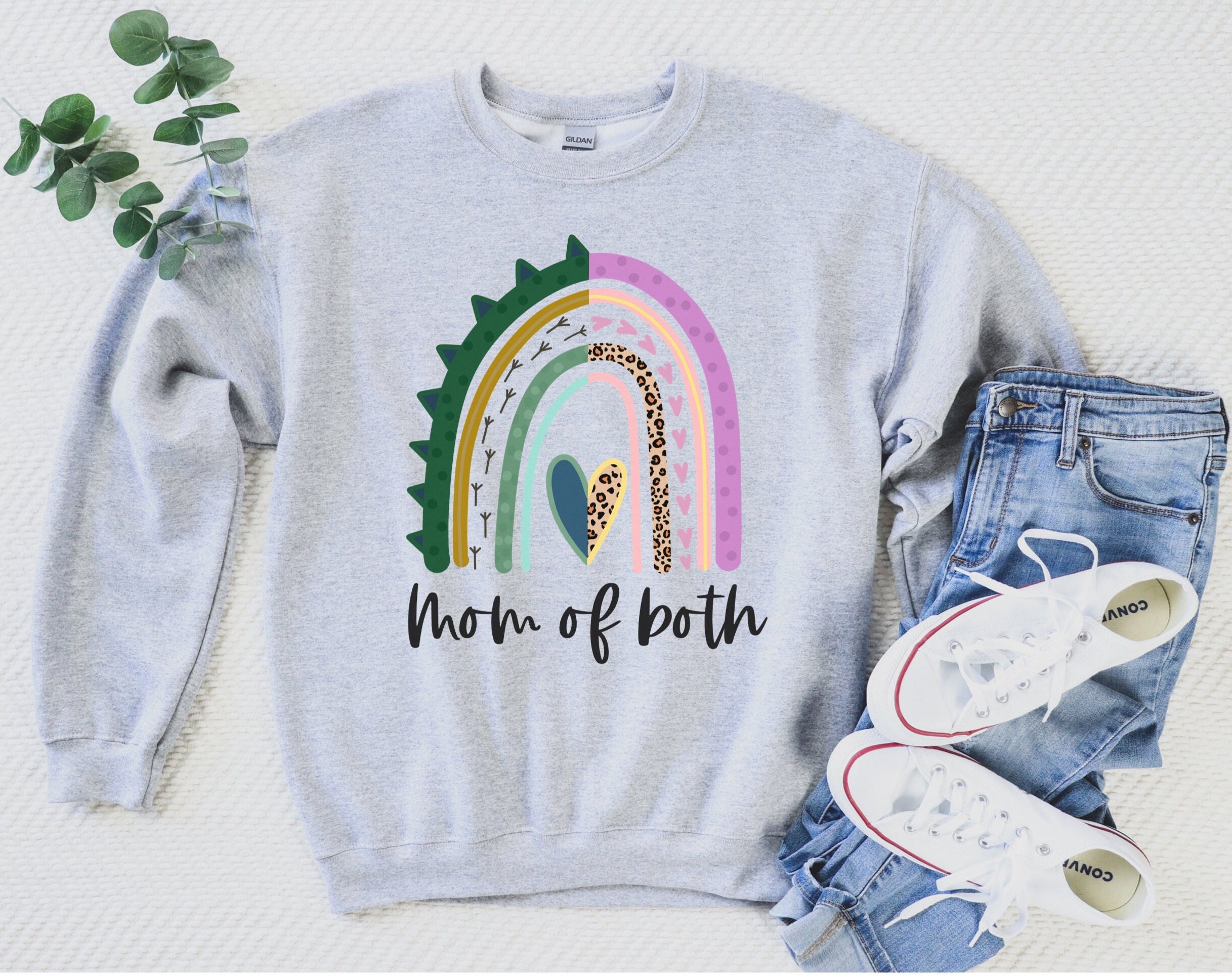Mom of Both Sweatshirt Mom Shirt Split Rainbow for Boy and Girl Mom Life Sweater Camo and Leopard Print Gift for Mother Mama of Both Top