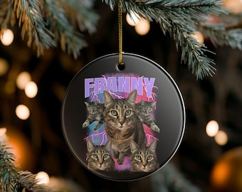 Bootleg Cat Picture Custom Ornament, Custom Cat Ornament, Custom Cat bootleg ornament, cat photo ornament, custom cat Christmas ornament