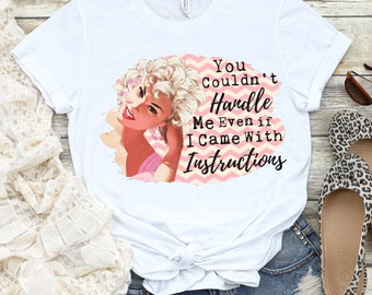 Retro huisvrouw je kon me niet aan, zelfs als ik kwam met instructies vintage shirt moederdag cadeau moeder leven t-shirt mommin 'grappige moeder tee