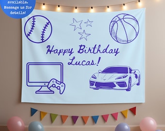 Pancarta de cumpleaños personalizada para niño - Decoración de pared personalizada para la fiesta de cumpleaños de un niño