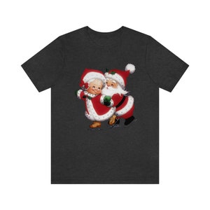 Vintage Santa Claus Skating with Mrs Claus Christmas Shirt Retro Santa Holiday T-Shirt Womens Christmas Tee Cute T Shirt Graphic Holiday Tee image 7