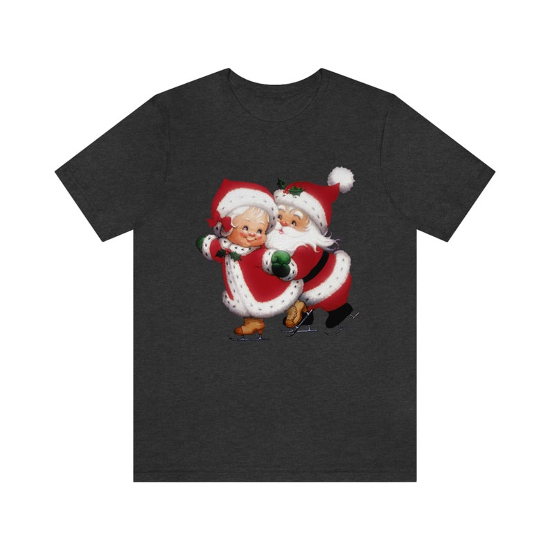 Vintage Santa Claus Skating with Mrs Claus Christmas Shirt Retro Santa Holiday T-Shirt Womens Christmas Tee Cute T Shirt Graphic Holiday Tee image 7