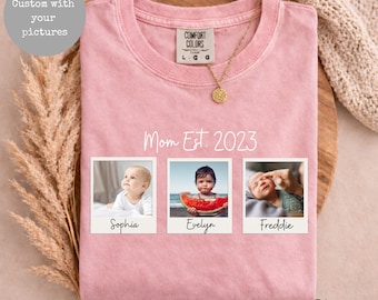 Comfort Colors® Custom Mom Photo Shirt, Custom mom photo t, Personalized Mothers Day T-shirt,Mom Established, Mom est tee