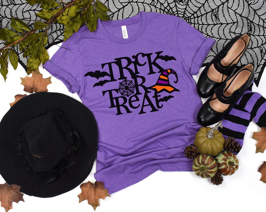 Women's Halloween Pumpkin T-Shirt - Trick Or Treat Cute Graphic Tee, 50% Cotton 50% Polyester, Soft Casual Shirt
