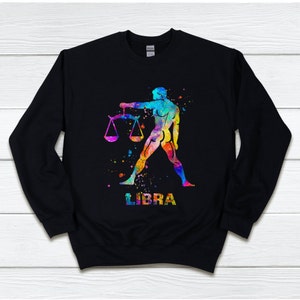 Libra Watercolor Shirt Zodiac Unisex Sweatshirt Zodiac Constellation Zodiac Sign Gift for Women Libra Birthday Libra Sign Custom