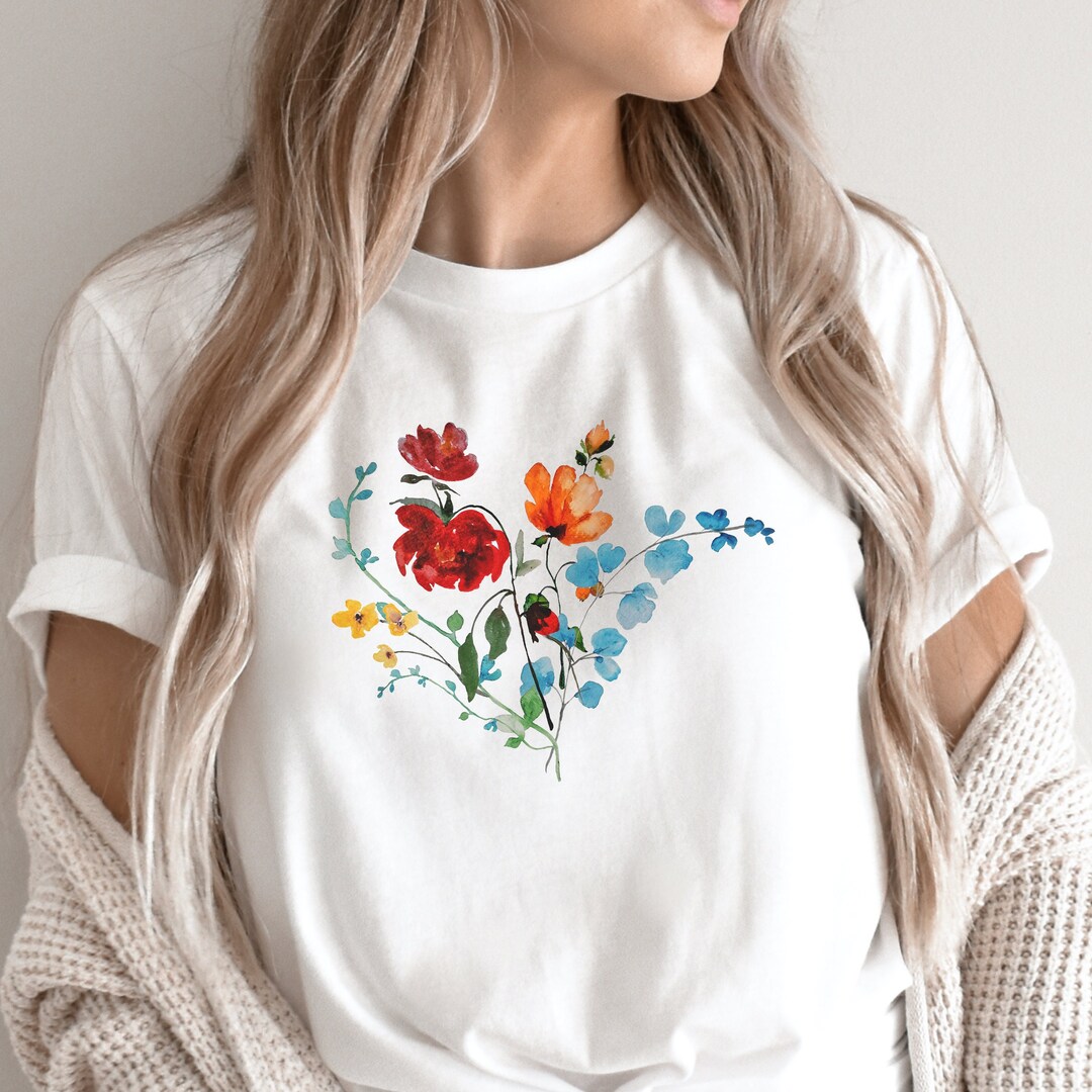 Wildflower Shirt Vintage Look Flower T Shirt Botanical Shirt ...