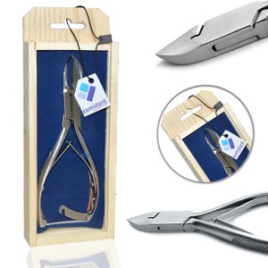Podiatry Toe Nail Clipper Cutter for Thick Nails – Sharp Curved Edge, Perfect Gift for Seniors, Men & Women, Foot Care Tool with Wooden Box