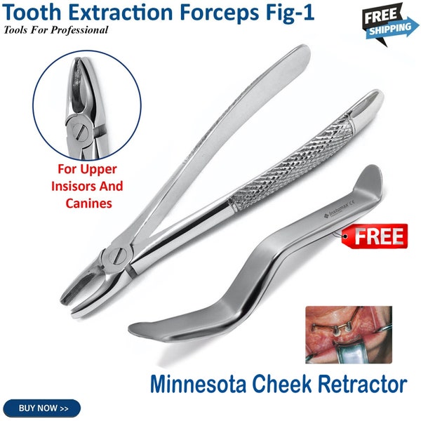 Dental Upper Root Incisors Tooth Extraction Forceps Fig-1 Minnesota Retractor Teeth Extracting Instruments