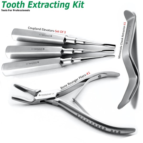 Basic Tooth Extraction Kit Coupland Dental Extracting Elevators, Minnestoa Cheek Retractor, Rongeur Plier CE
