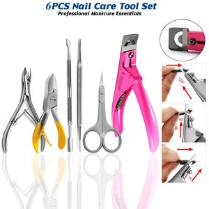 5PCS Nail Care Tool Set – Professional Manicure Essentials Nail File Double Ended Acrylic Nail Cutter Cuticle Nipper Cuticle Pusher Scissors