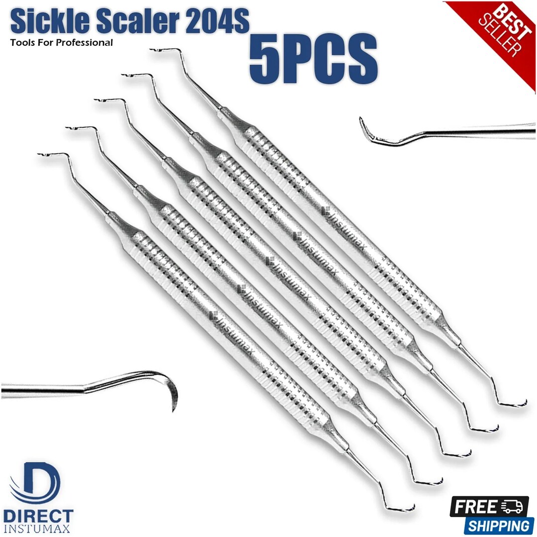 Sickle Scaler 204S Set of 5pcs Dental Dentists Scalers Autoclavable Hollow Handle Periodontal