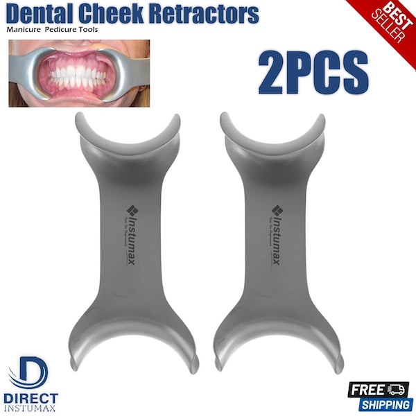 INSTUMAX 2-PCS Dental Mouth Opener Metal Cheek Lip Retractor Double-Head Surgical Grade Handmade Stainless Steel Instruments