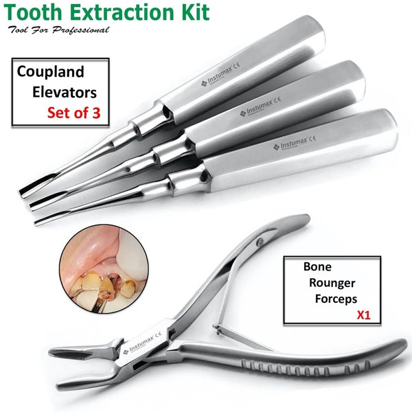 INSTUMAX Dental Instruments for Teeth Extraction Coupland Elevators Extracting Roots Bone Rongeur Plier Set