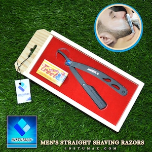 Luxury Vintage Shaving Set - Handcrafted Wooden Box w/Straight Razor & Steel Tools - Men’s Barber-Grade Grooming Kit, Gift for Him&quot;