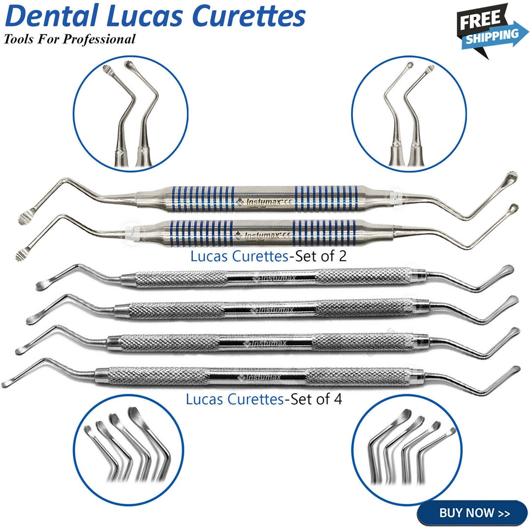 Set Dentale Lucas Curette Oro Di 2 Pz Curette Ossee Chirurgiche - Foto 2
