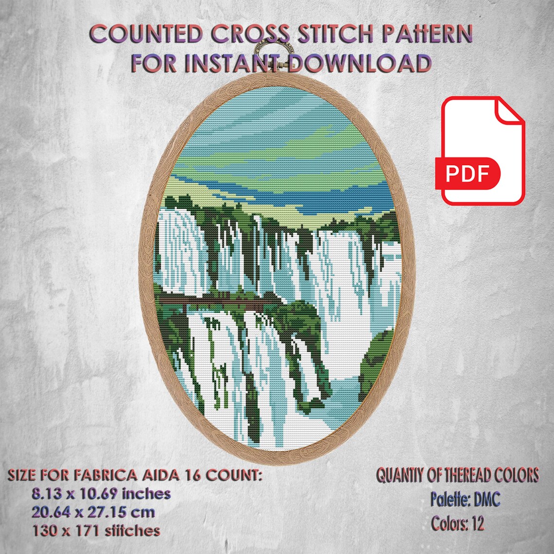 Niagara Falls 181 Embroidery Cross Stitch PDF Pattern Download | Etsy