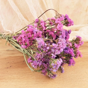 Dried Statice Flower Bundle: Dark Rose Pink, Organic Farmhouse Decor