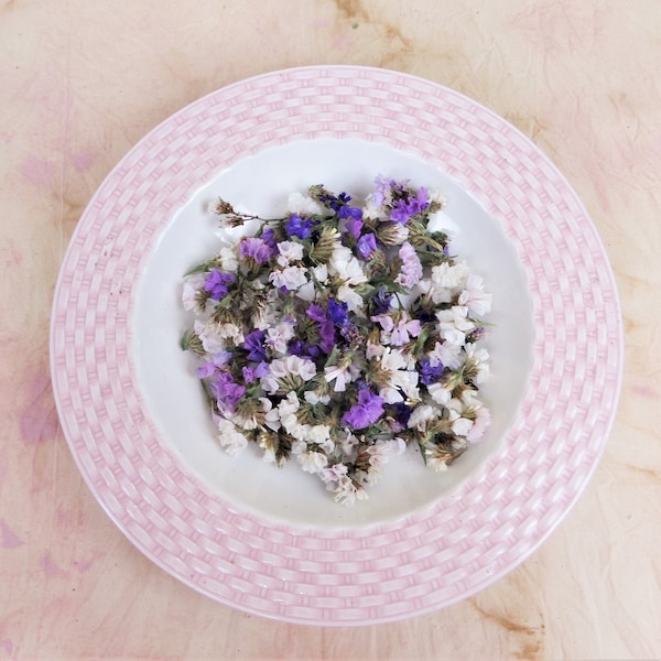 Dried Purple and White Statice Flower Heads Petals 1.5 Cups Resin Crafts Organic Crafts Rustic Wedding Potpourri  Flowers Photo Props