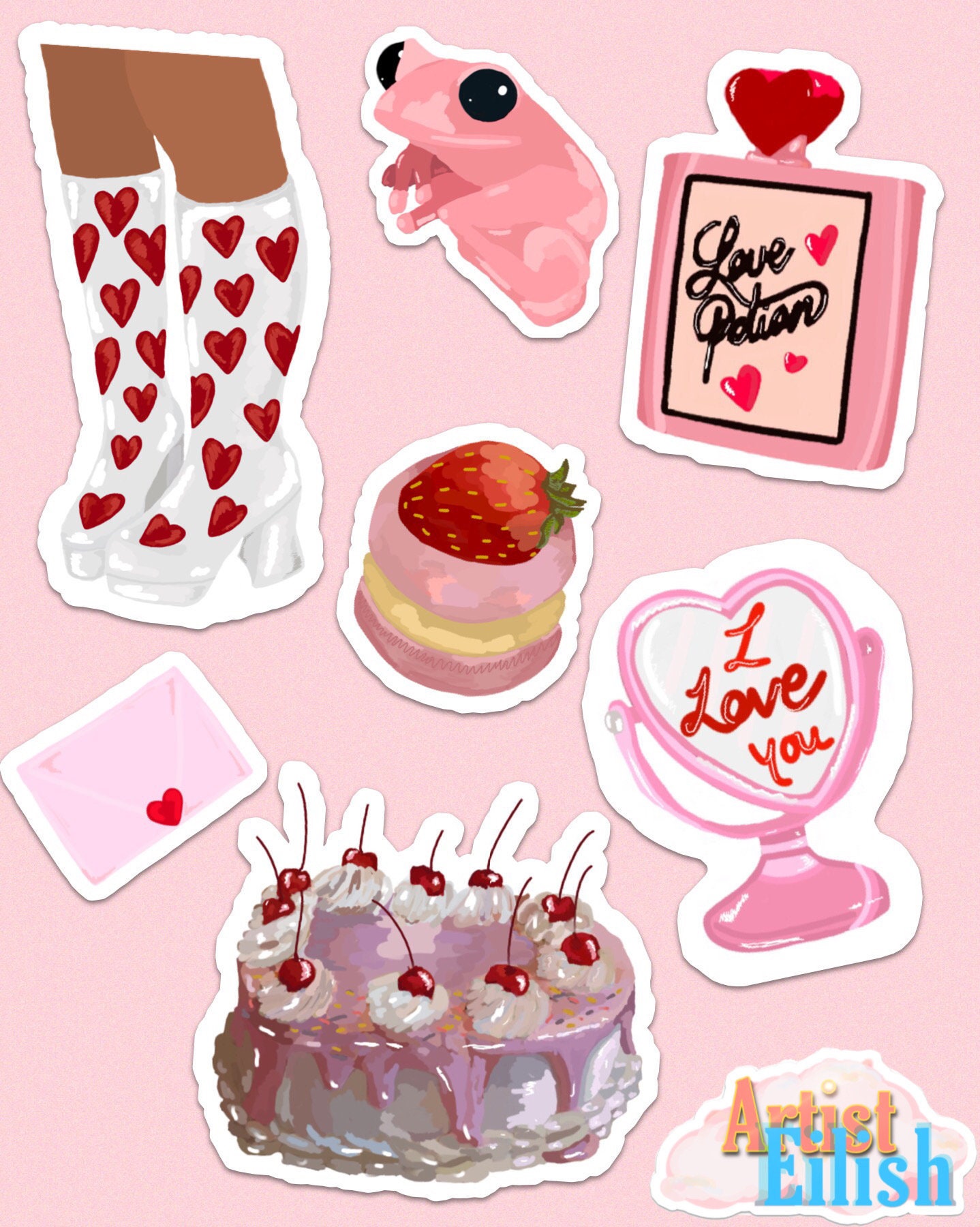 Lovecore aesthetic stickers tiktok love soft core cottage Etsy