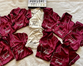 Beautiful personalised satin pyjama short set available in adult ladies, baby and kids sizes :)