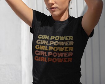 Girl Power Shirt GIRL PWR Retro Inspirational Women's Shirt Female Graphic Tee Feminist Vintage Style Shirt Gift for Friend Gift for woman