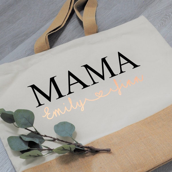 XL Shopper, Bag Personalized MOM, OMA, Mom, ideal gift. Different designs and colors available. Canvas and jute. 04