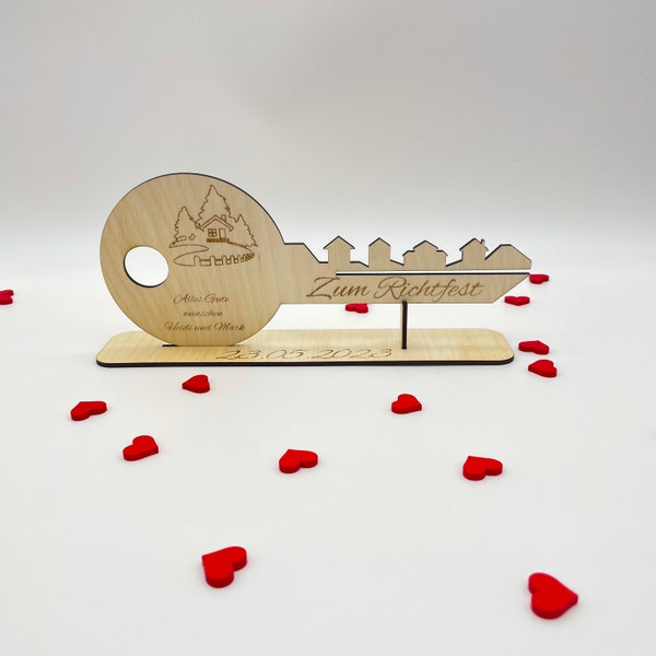 Gift for the topping-out ceremony, with a personal greeting for builders, builders, customizable with greeting and date