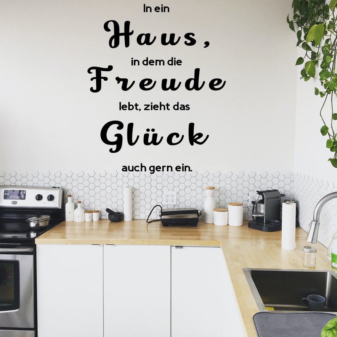 Wandtattoo Spruch Haus Freude Glück Ideal für Wohnzimmer Etsy