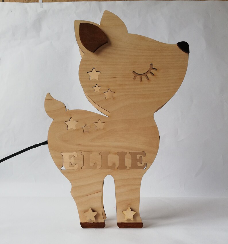 Baby Deer Night Light Cute Deer Personalized Wood Lamp Baby Etsy